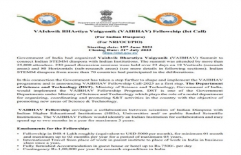First call of Vaishvik Bharatiya Vaigyanik (VAIBHAV) Fellowship Call-2023